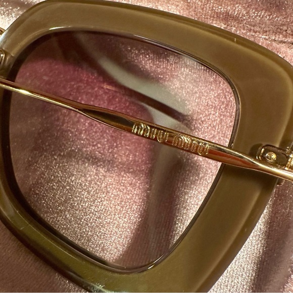 Miu Miu Black & Gold Acetate SMU 07O Square Lense Metal Frame Sunglasses W/ Case - Picture 2 of 16